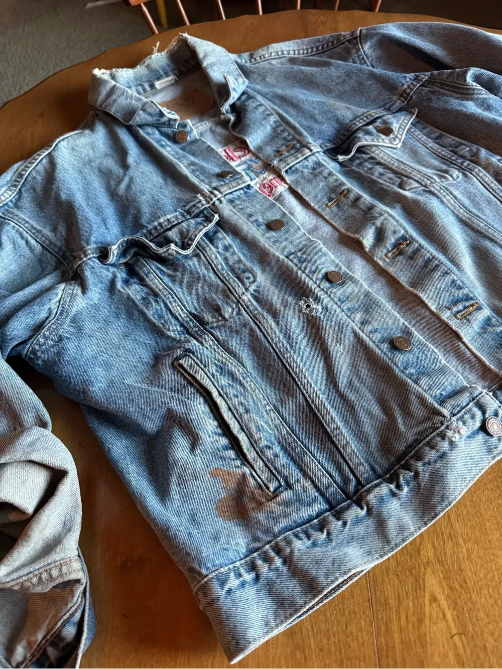 Vintage 90s Disneyland Mickey’s Toontown Distressed Denim Jacket XL